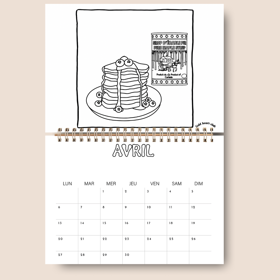 Calendrier 2026 à colorier