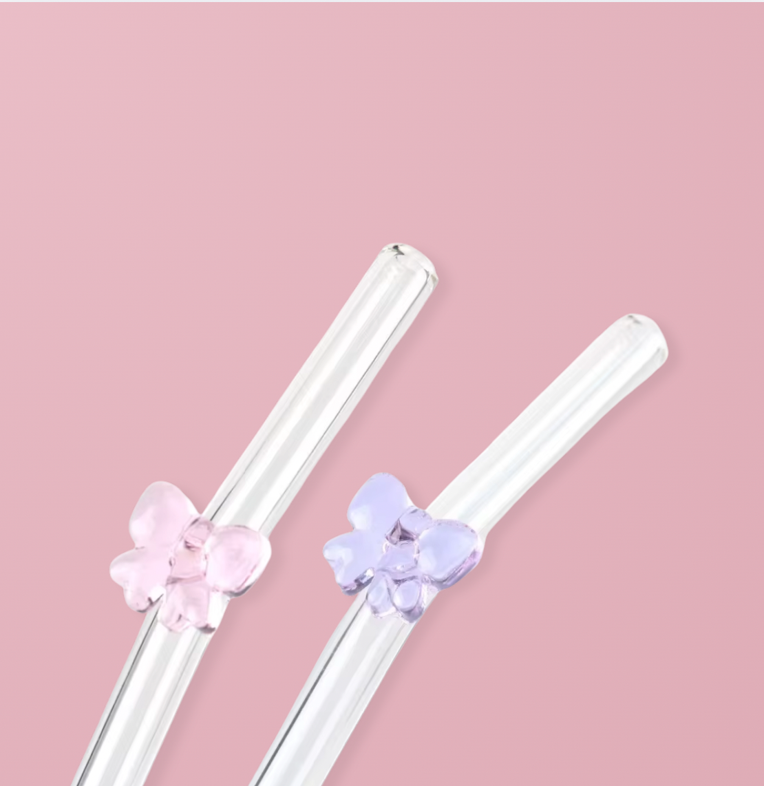 Paille en verre Boucles mauves et roses réutilisables