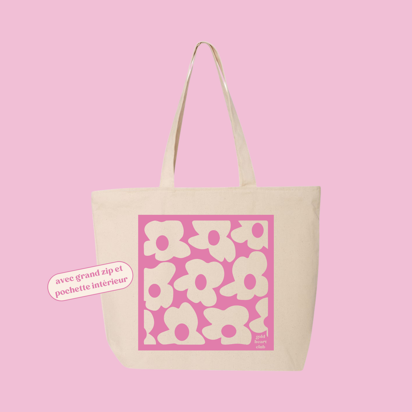 Totebag illustré Flower Power Gold Heart Club