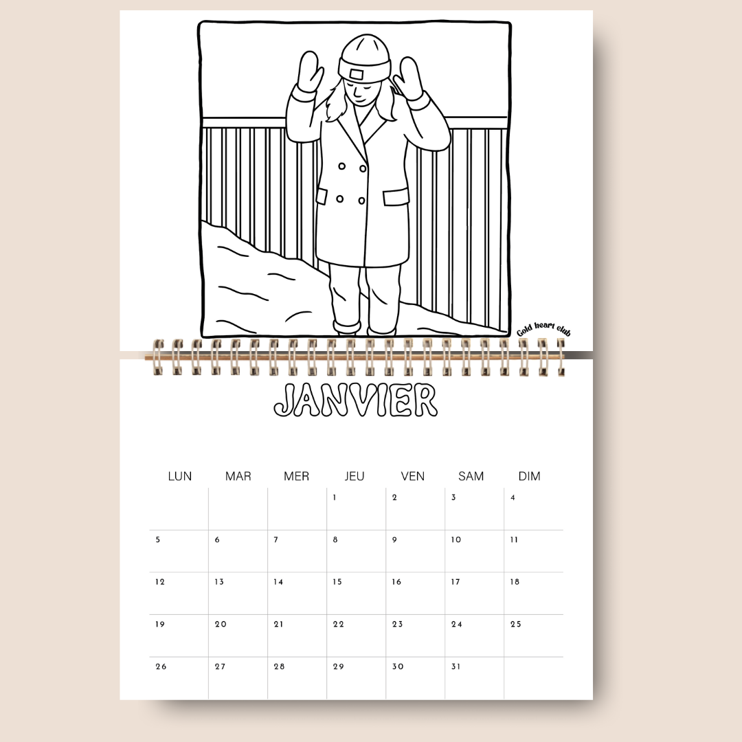 Calendrier 2026 à colorier