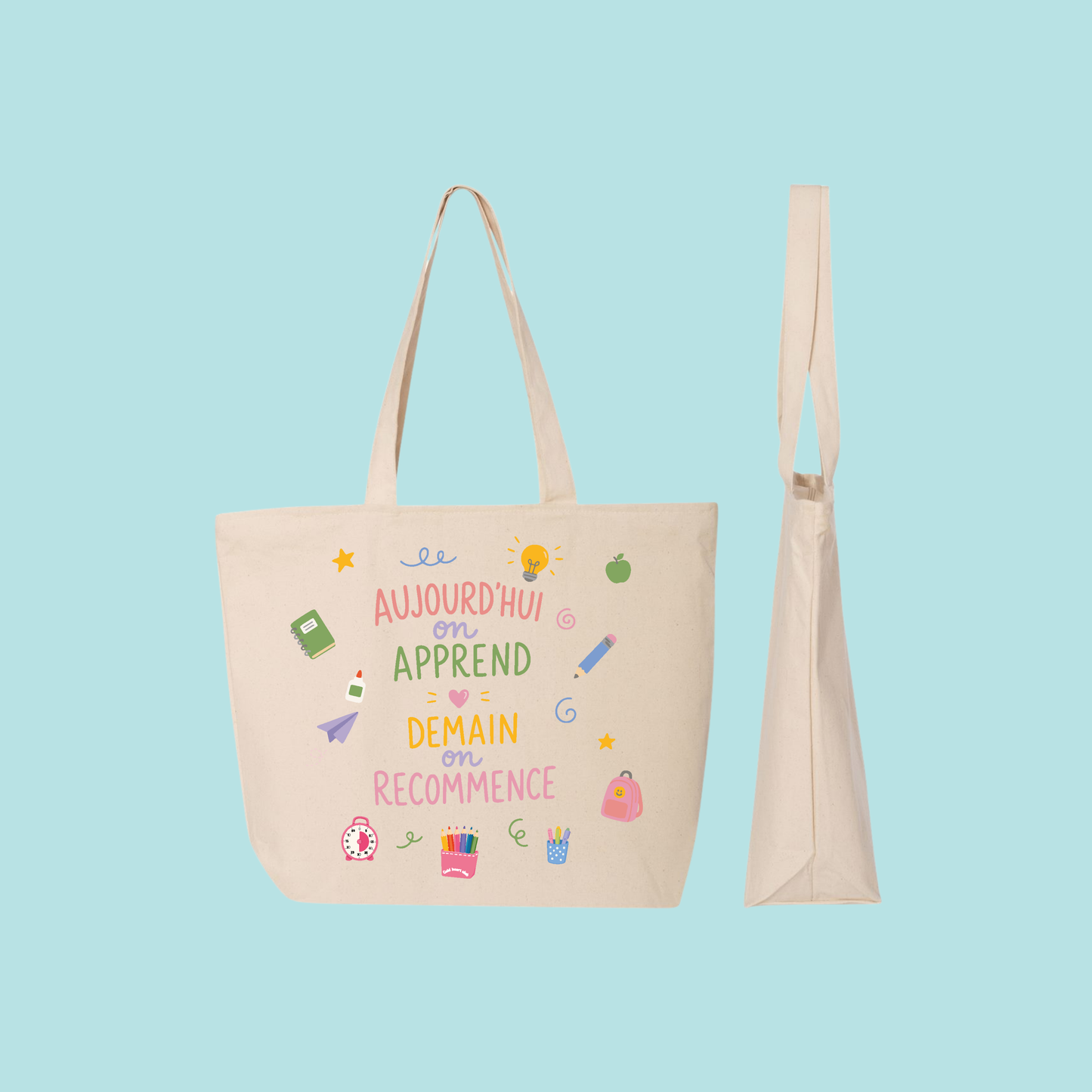 Grand tote bag — Aujourd'hui on apprend
