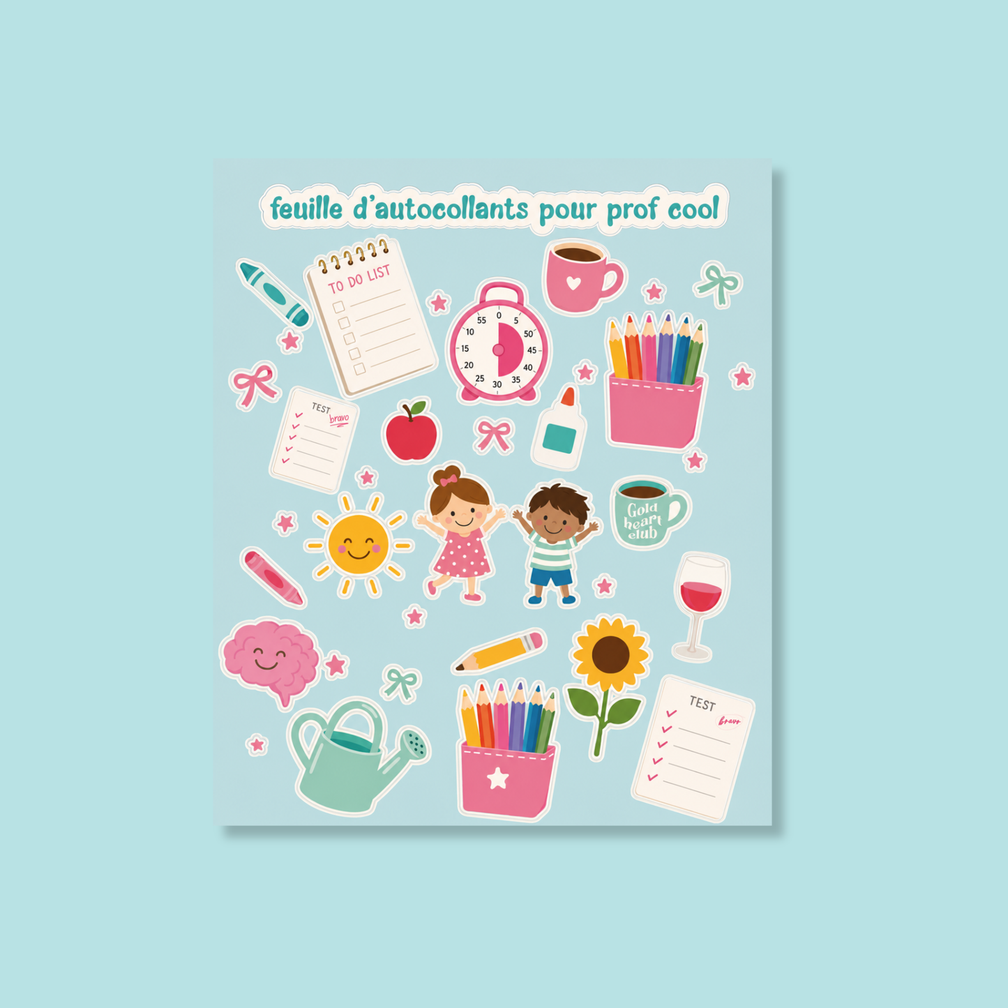 Feuille d’autocollants — Prof cool