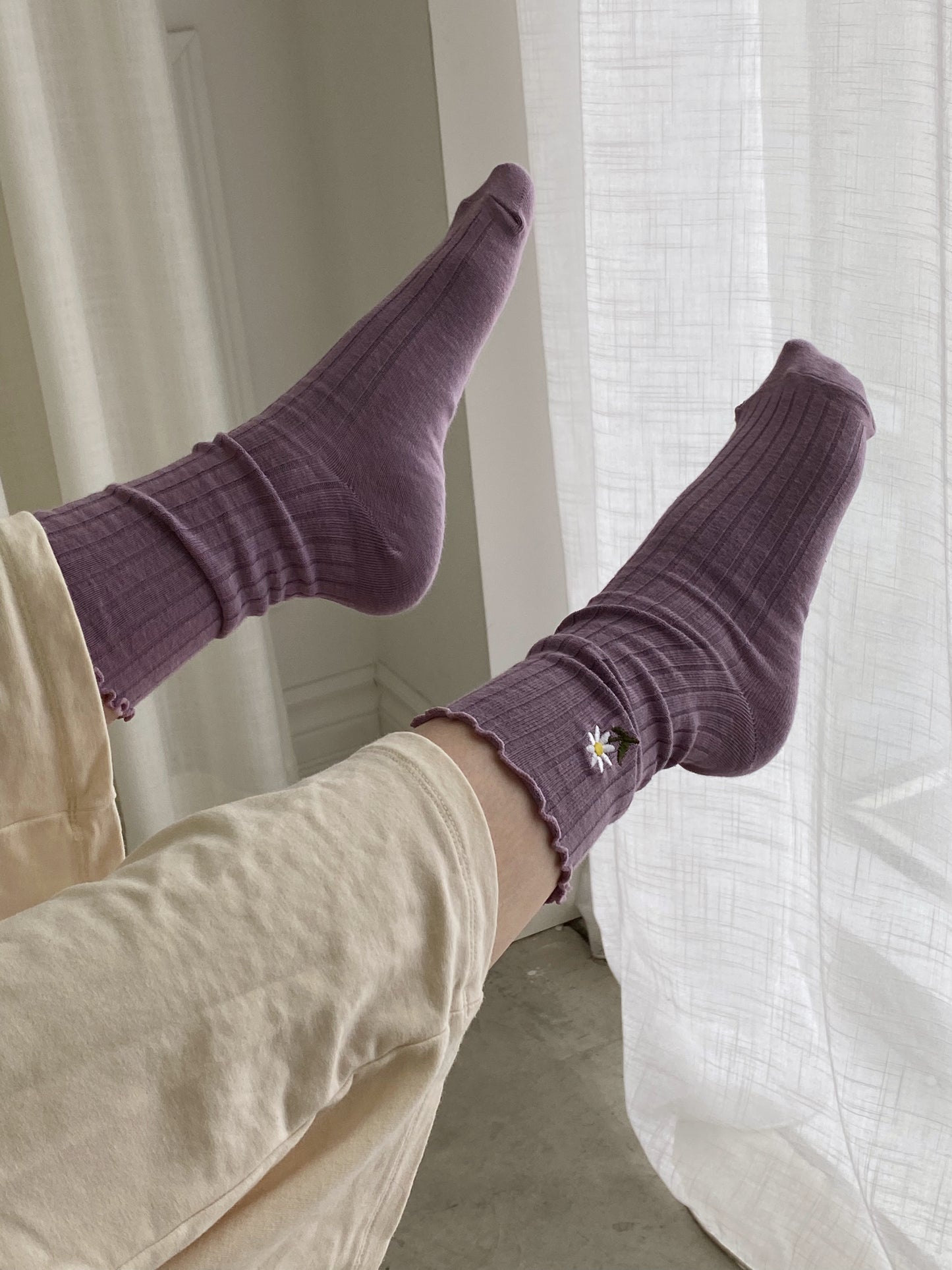 Bas champêtre femme mauve Gold Heart Club