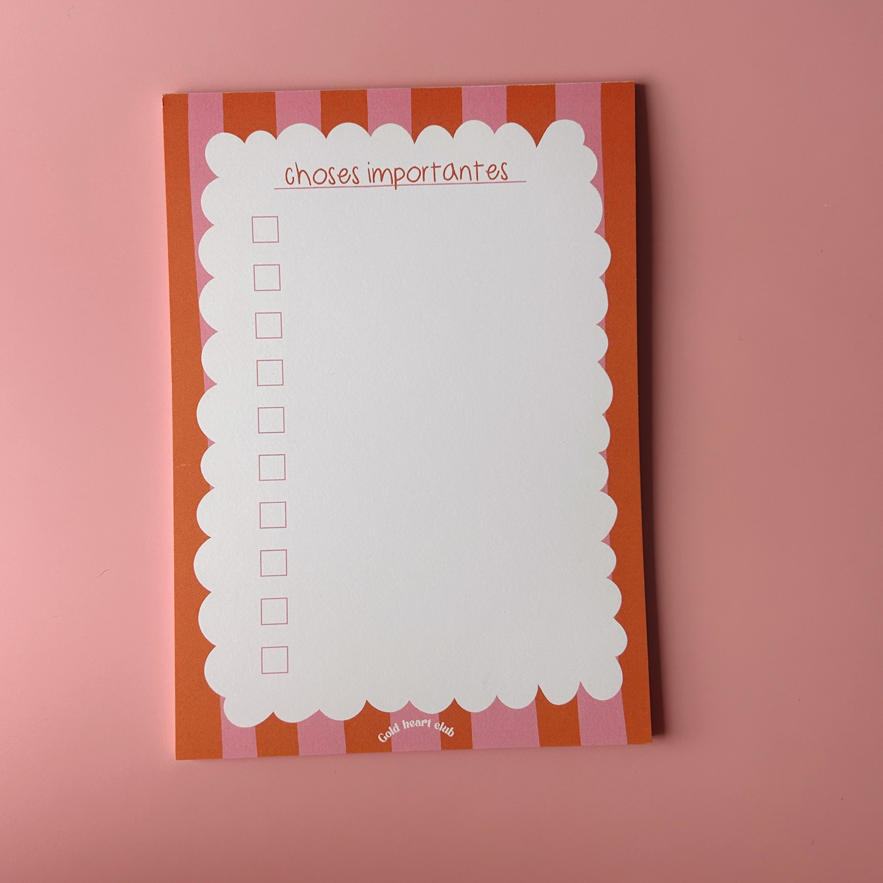 Bloc-notes - Choses importantes – Gold Heart Club