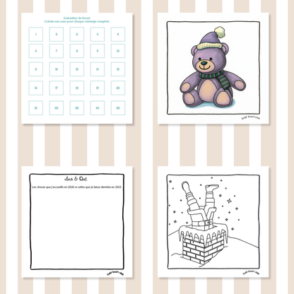 Calendrier de l'Avent adulte illustré et imprimé au Québec Gold Heart Club