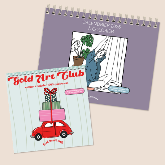 Calendrier de l'Avent et calendrier a colorier 2026 adulte illustré à la main, imprimé au Québec
