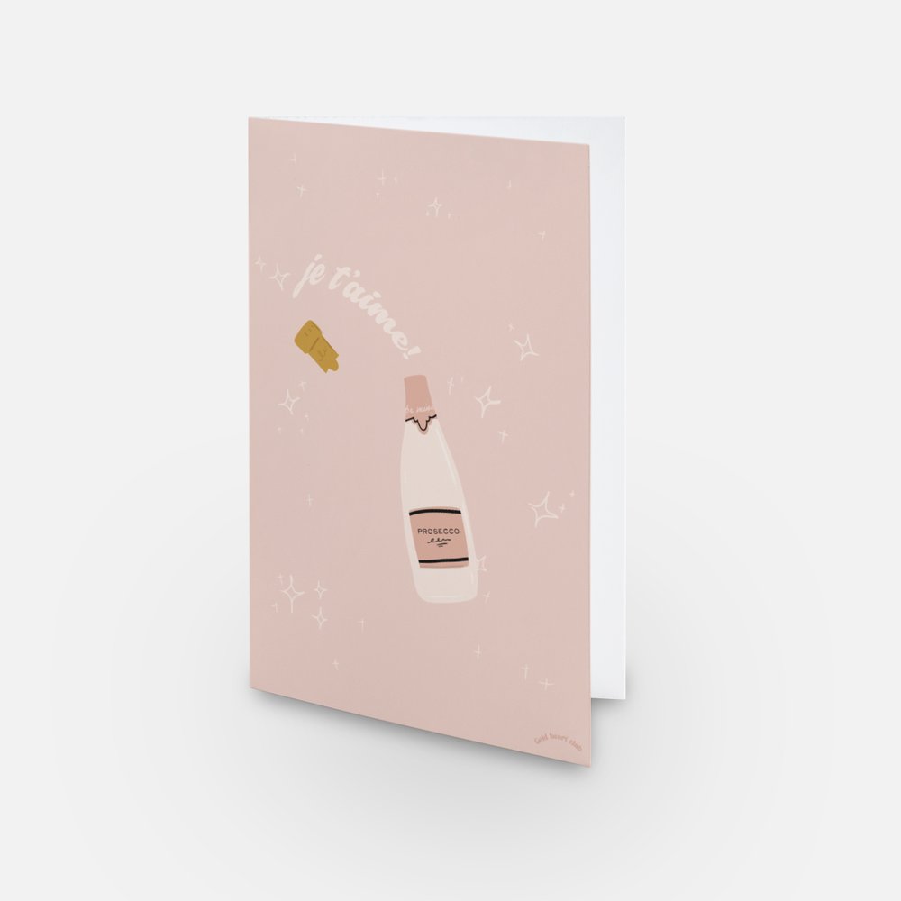 Carte de souhait illustré Je t'aime Gold Heart Club