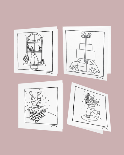 Cartes de Noël à colorier imprimé et illustré au Québec