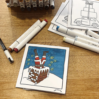 Cartes de Noël à colorier imprimé et illustré au Québec