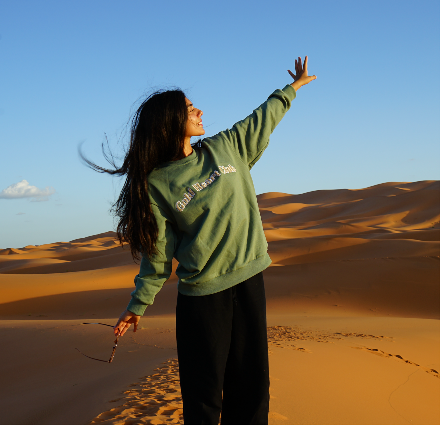 Crewneck femme de qualité coton Sauge Gold Heart Club