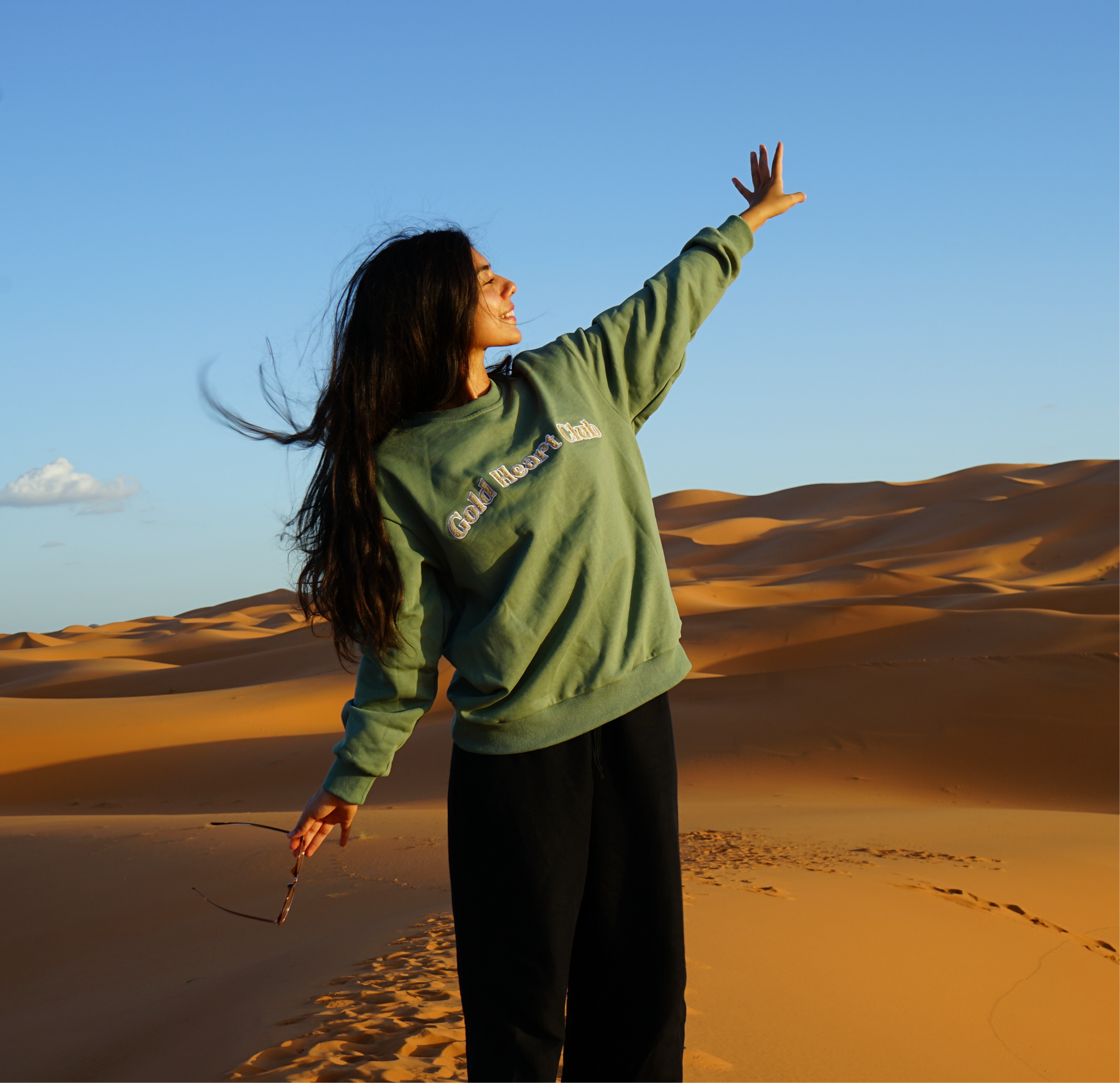 Crewneck femme de qualité coton Sauge Gold Heart Club