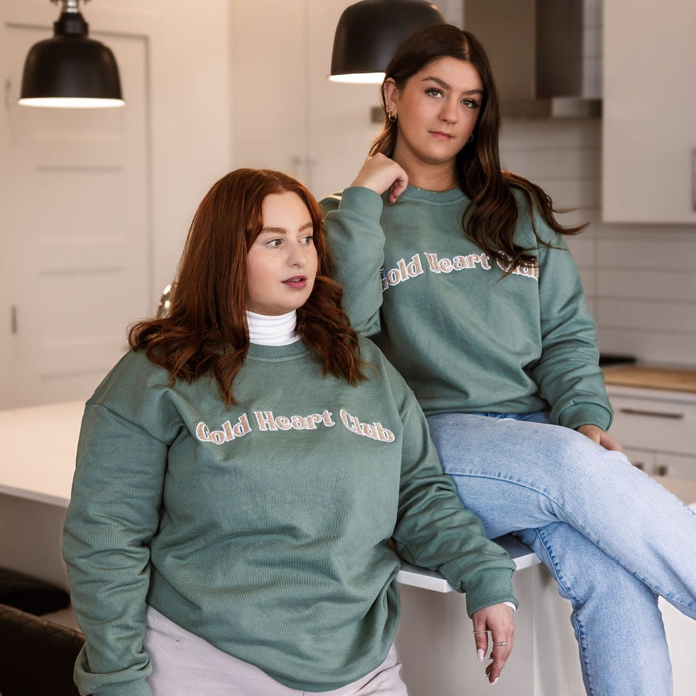Crewneck femme de qualité coton Sauge Gold Heart Club