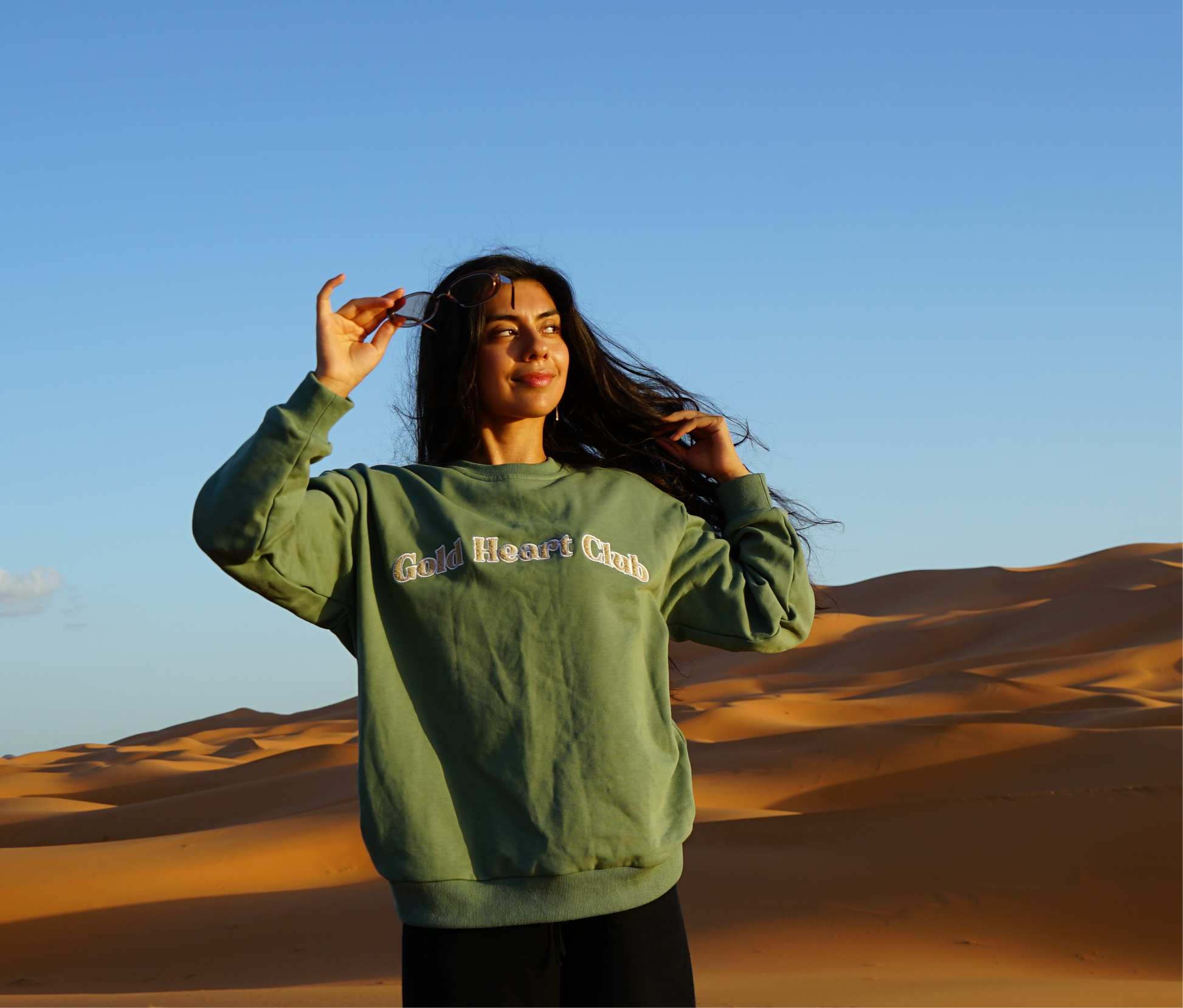 Crewneck femme de qualité coton Sauge Gold Heart Club