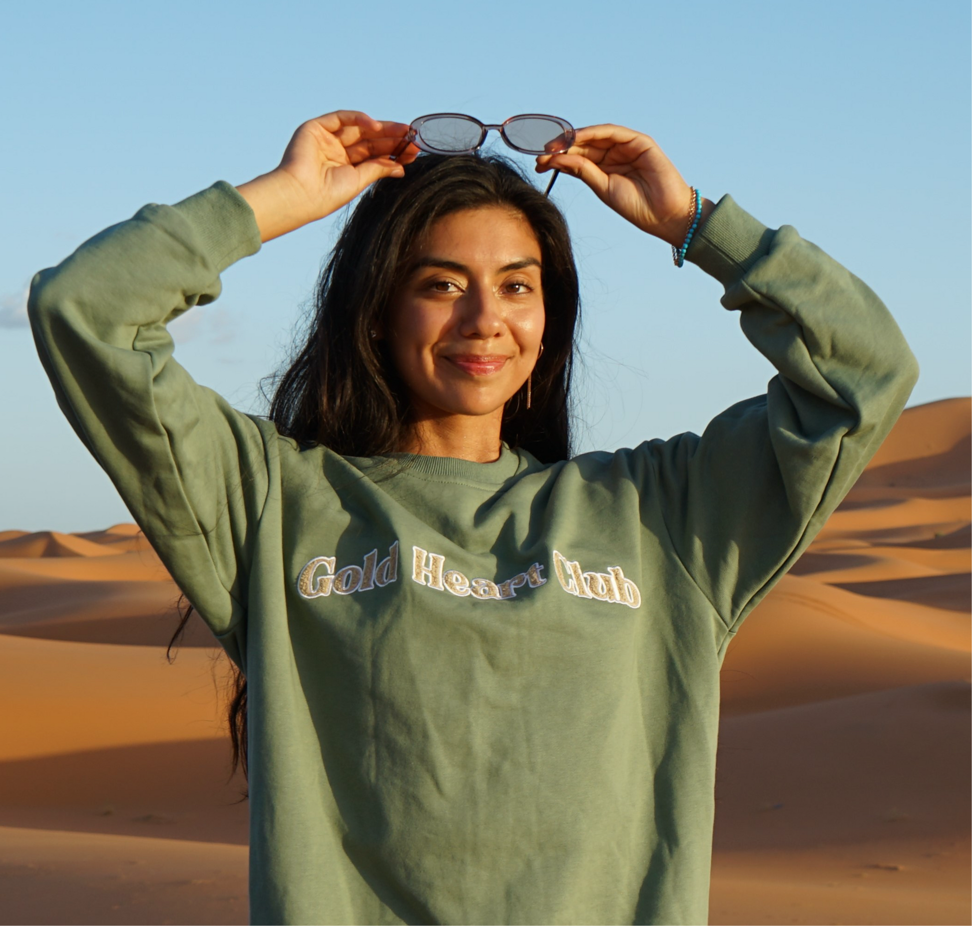 Crewneck femme de qualité coton Sauge Gold Heart Club