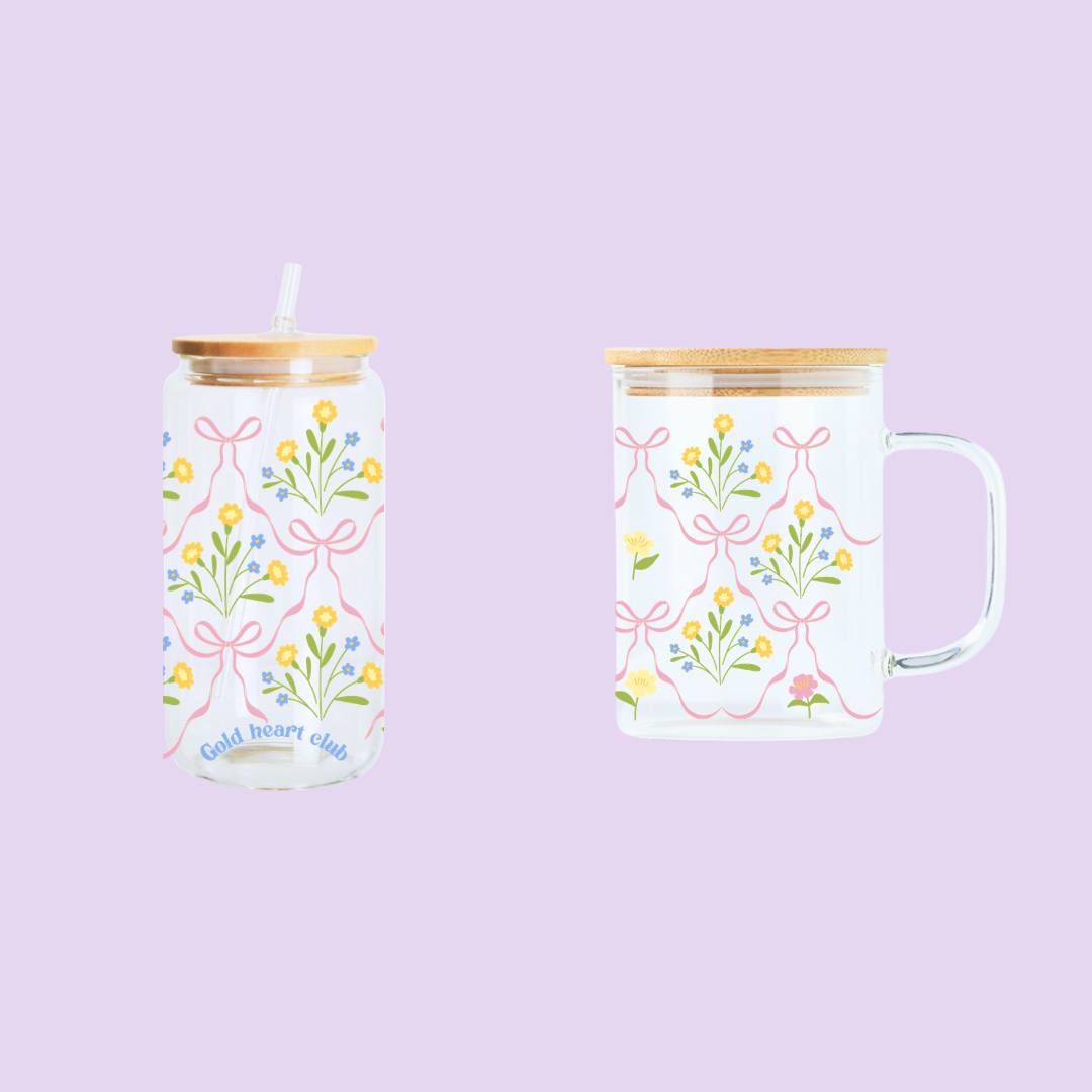 Idée cadeau Verre illustré Petits Bouquets fait au Québec