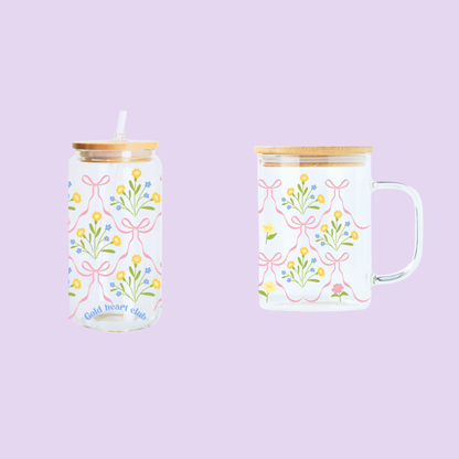 Idée cadeau Verre illustré Petits Bouquets fait au Québec