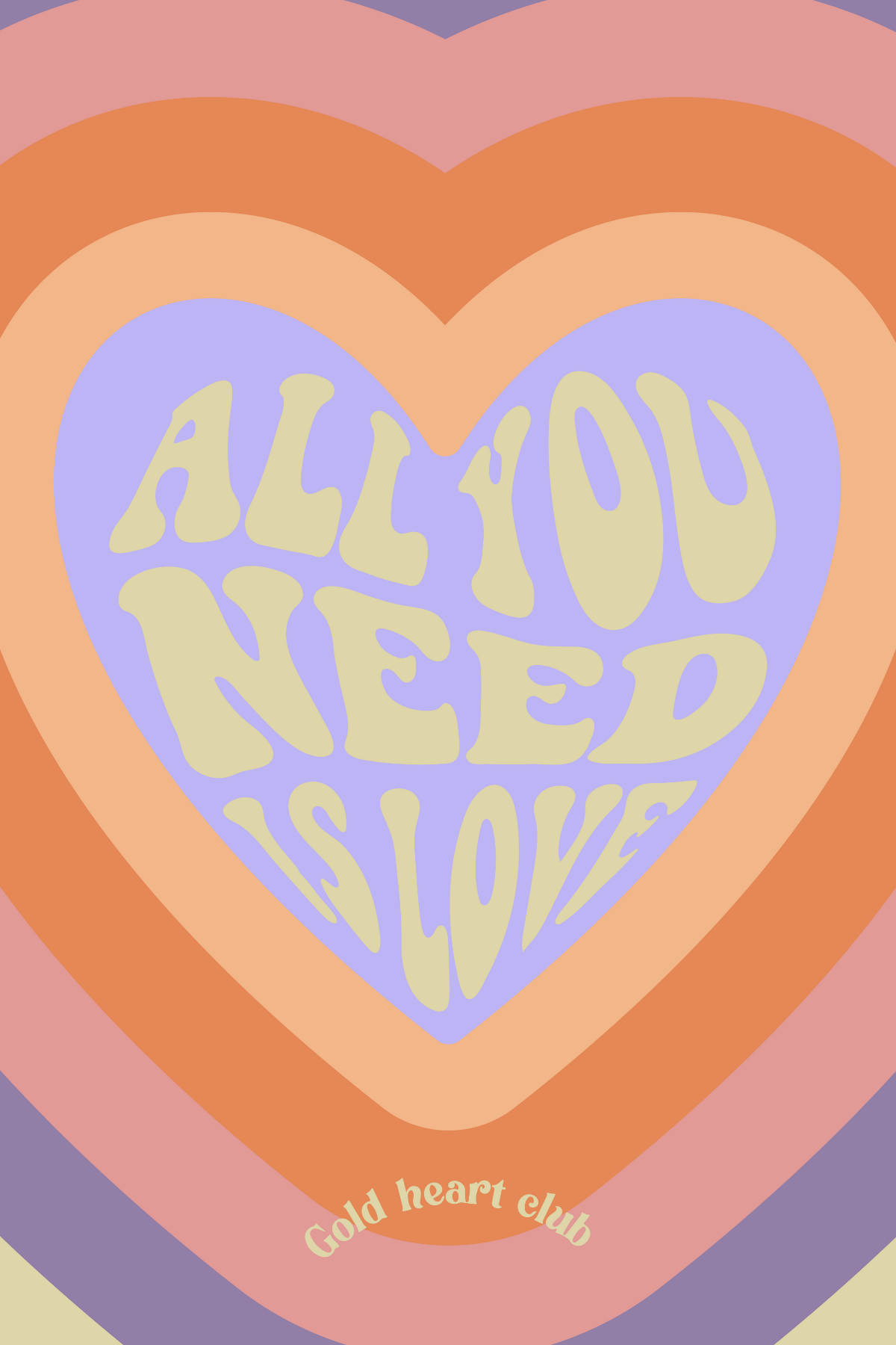 Illustration All You Need Is Love fait au Québec Gold Heart Club