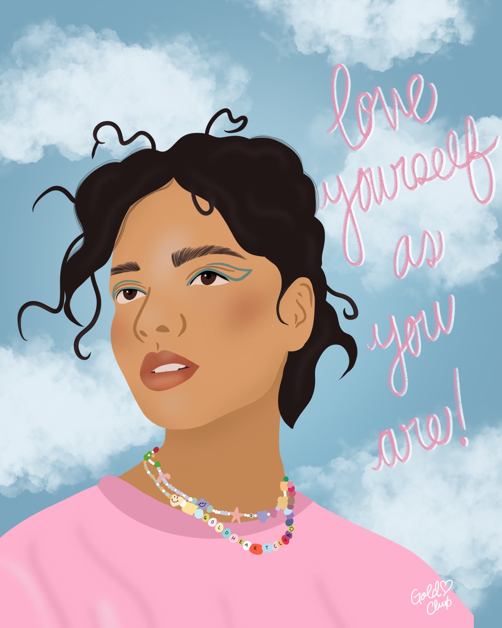 Illustration Love Yourself fait au Québec Gold Heart Club