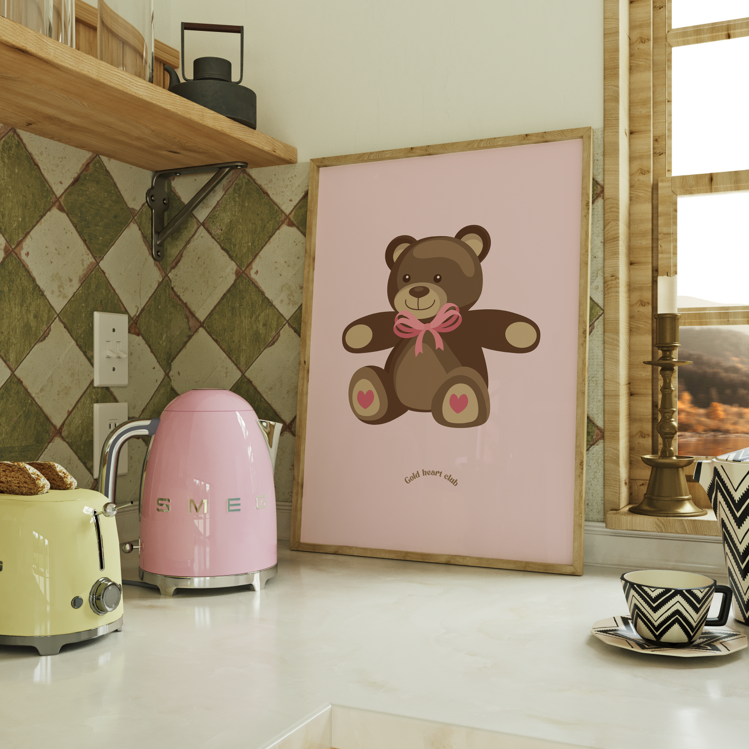 Illustration Teddy de haute qualité fait au Québec Gold Heart Club