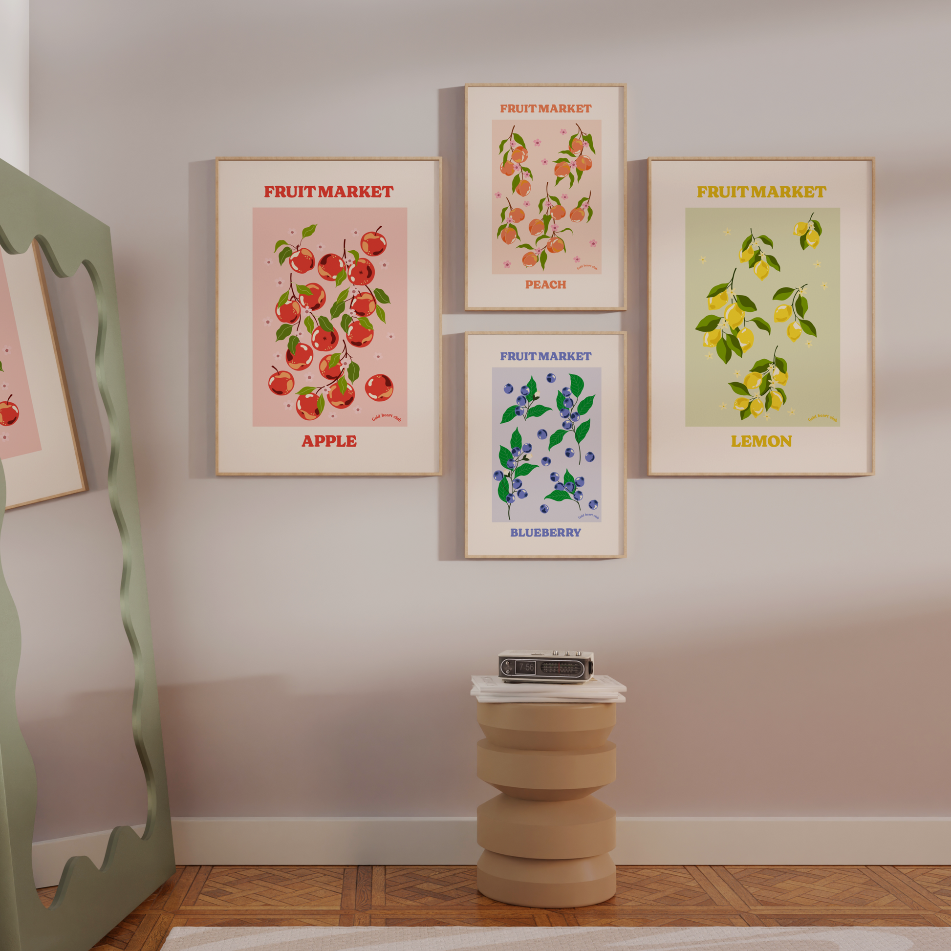 Illustration fait au Québec Fruit Market Gold Heart Club