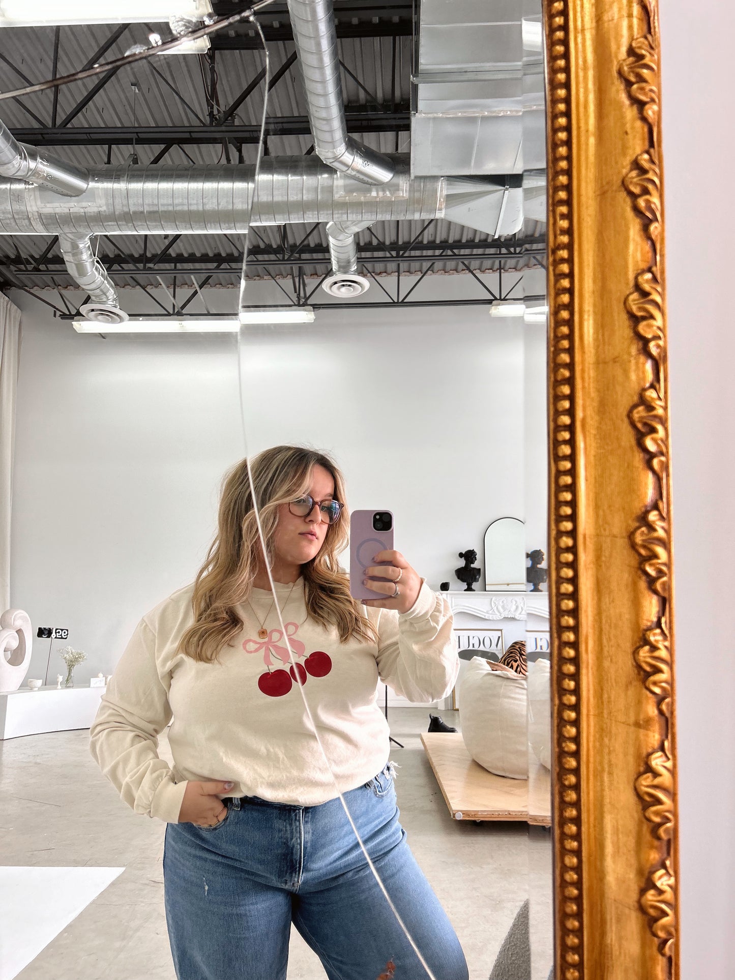 Longsleeve Cherry beige pour femme Gold Heart Club