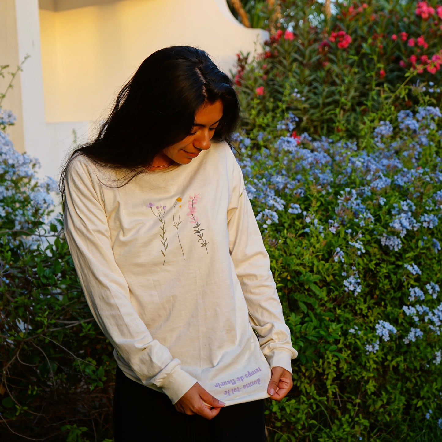 Longsleeve Fleurs beige pour femme Gold Heart Club