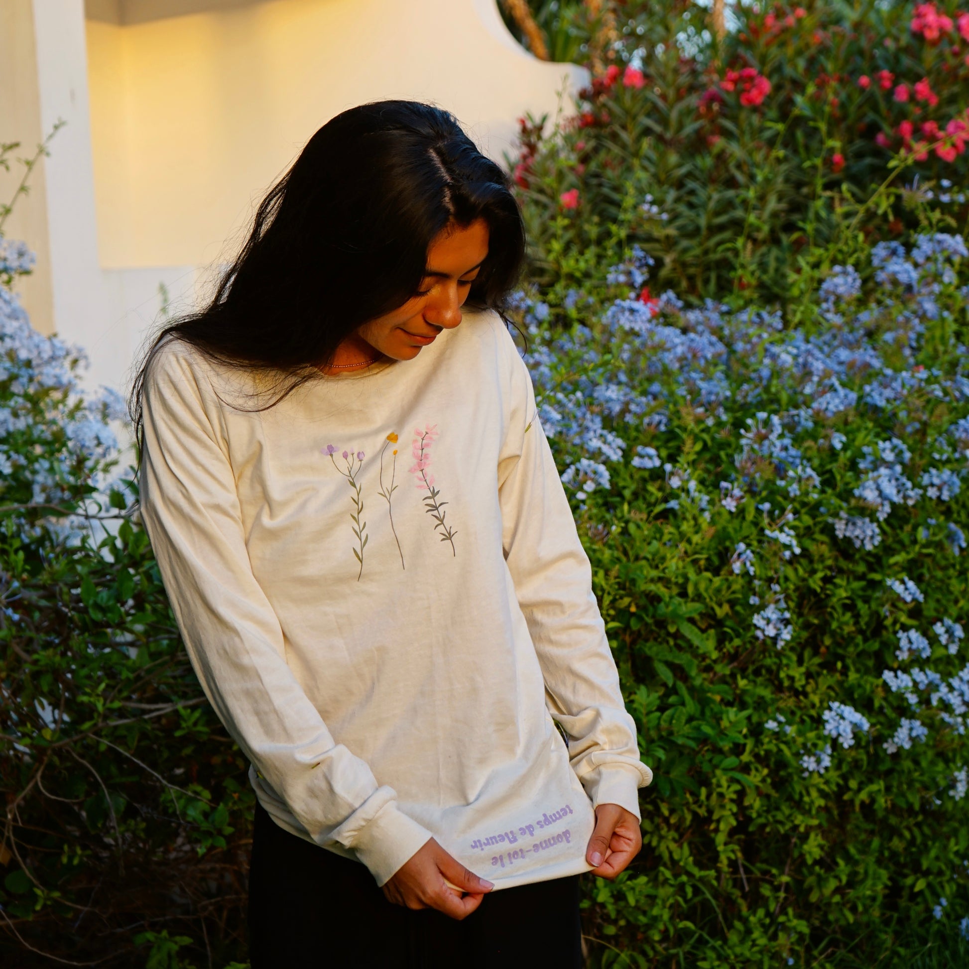 Longsleeve Fleurs beige pour femme Gold Heart Club