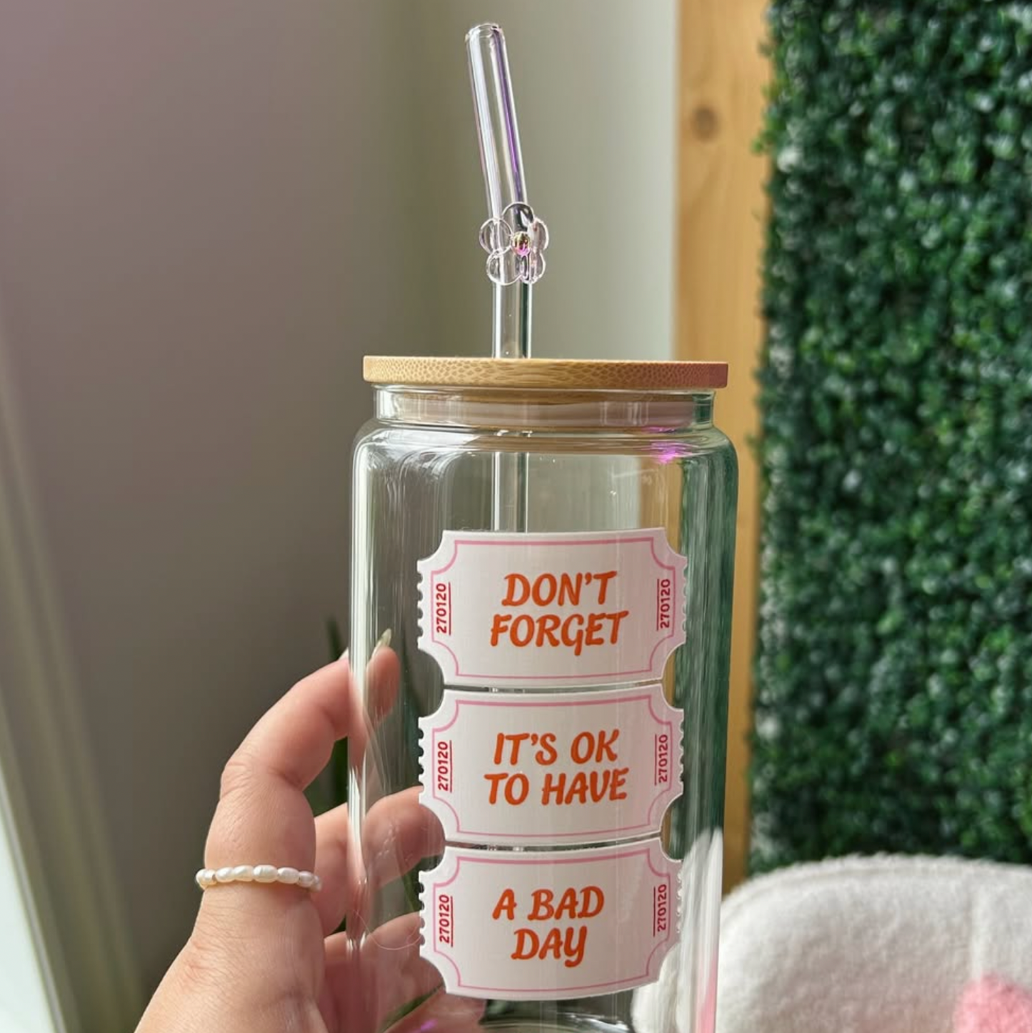 Paille en verre Gold Heart Club