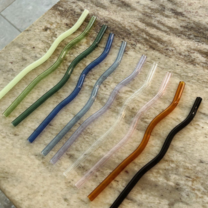 Paille en verre torsadée Gold Heart Club