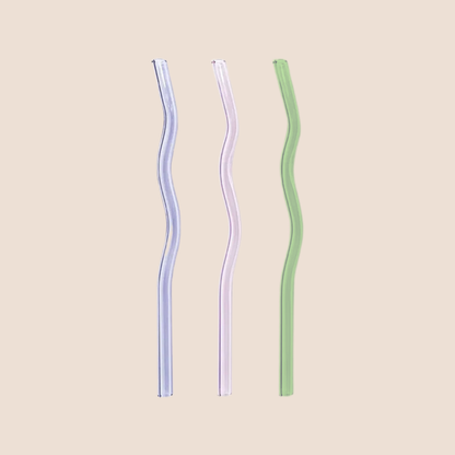 Paille en verre torsadée Gold Heart Club