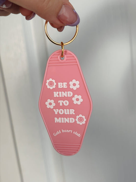 Porte-clé illustré Be Kind To Your Mind Gold Heart Club