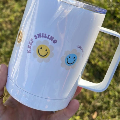 Tasse isolée illustrée Fleurs souriantes Gold Heart Club