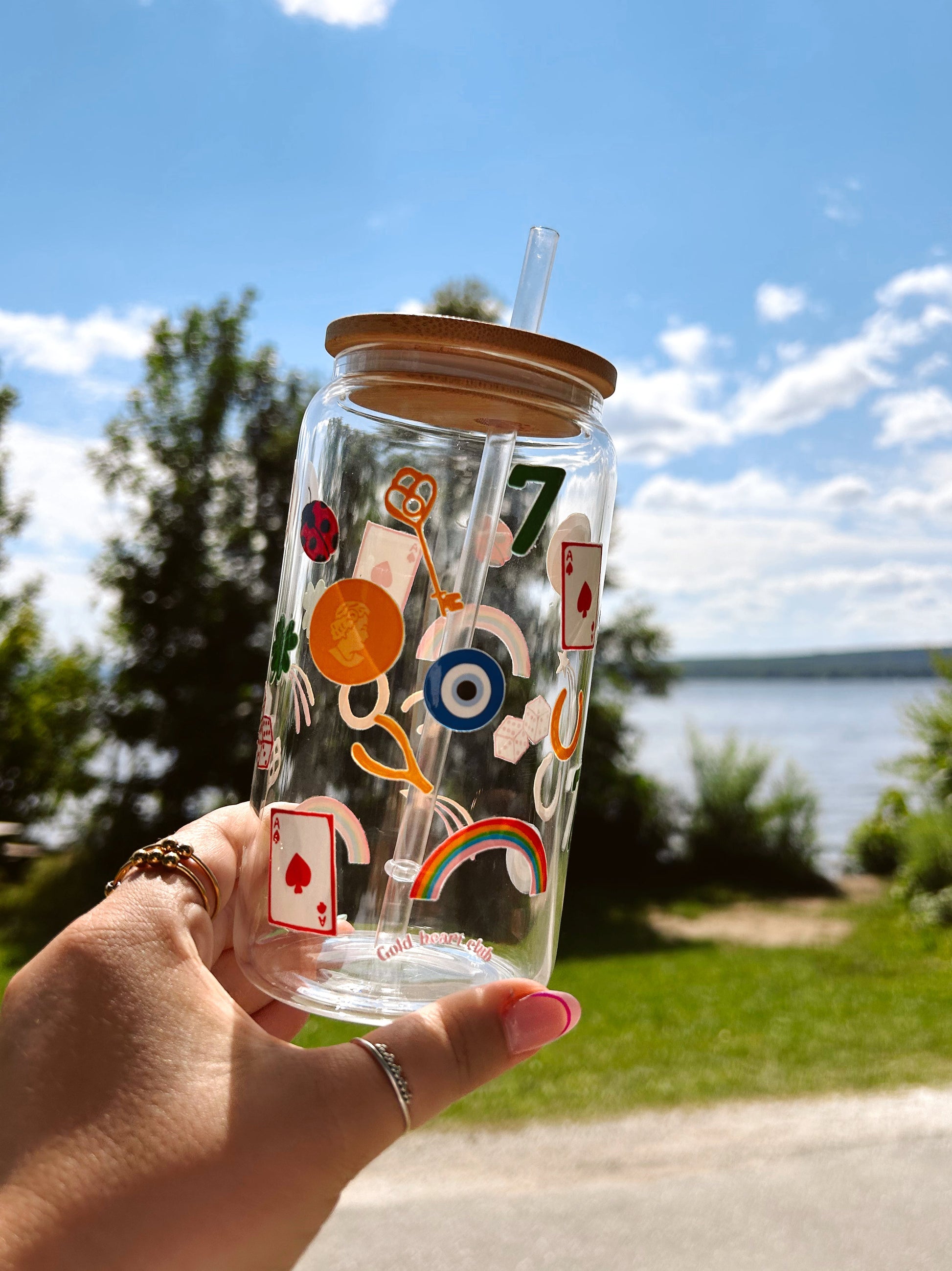 Verre illustré Lucky fait au Québec Gold Heart Club