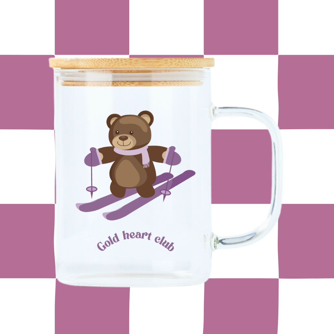 Tasse illustrée Teddy Ski fait au Québec Gold Heart Club
