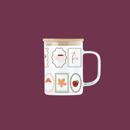 Tasse illustrée timbres d'automne Gold Heart Club 