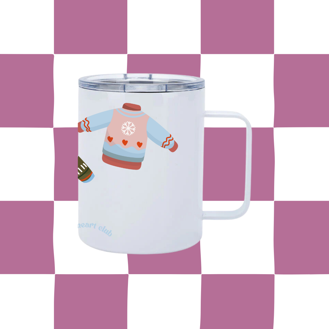 Tasse illustrée Ugly Sweater fait au Québec Gold Heart Club