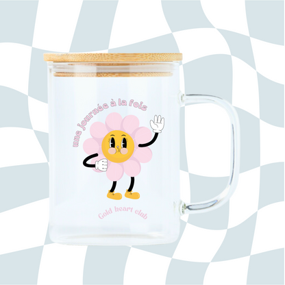 Tasse illustrée Une Journée à la fois  fait au Québec Gold Heart Club