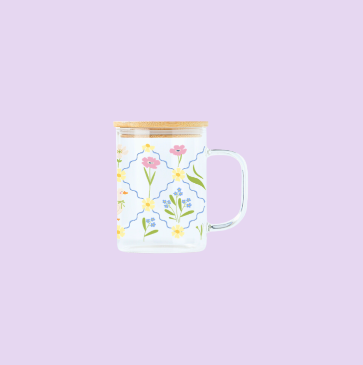 Idée cadeau Verre illustré Jardin Champêtre fait au Québec