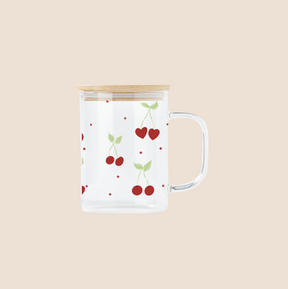 Verre illustré cute Mon Cherry Gold Heart Club fait au Québec