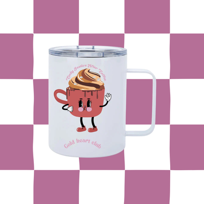 Tasse avec anse illustrée Only Festive After Coffee fait au Québec Gold Heart Club