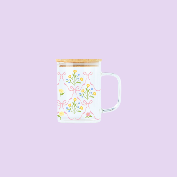 Idée cadeau Verre illustré Petits Bouquets fait au Québec