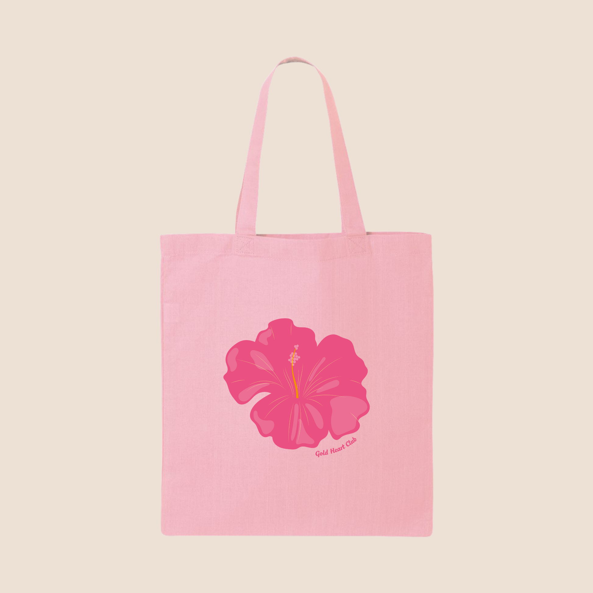Tote bag illustré Hibiscus rose Gold Heart Club