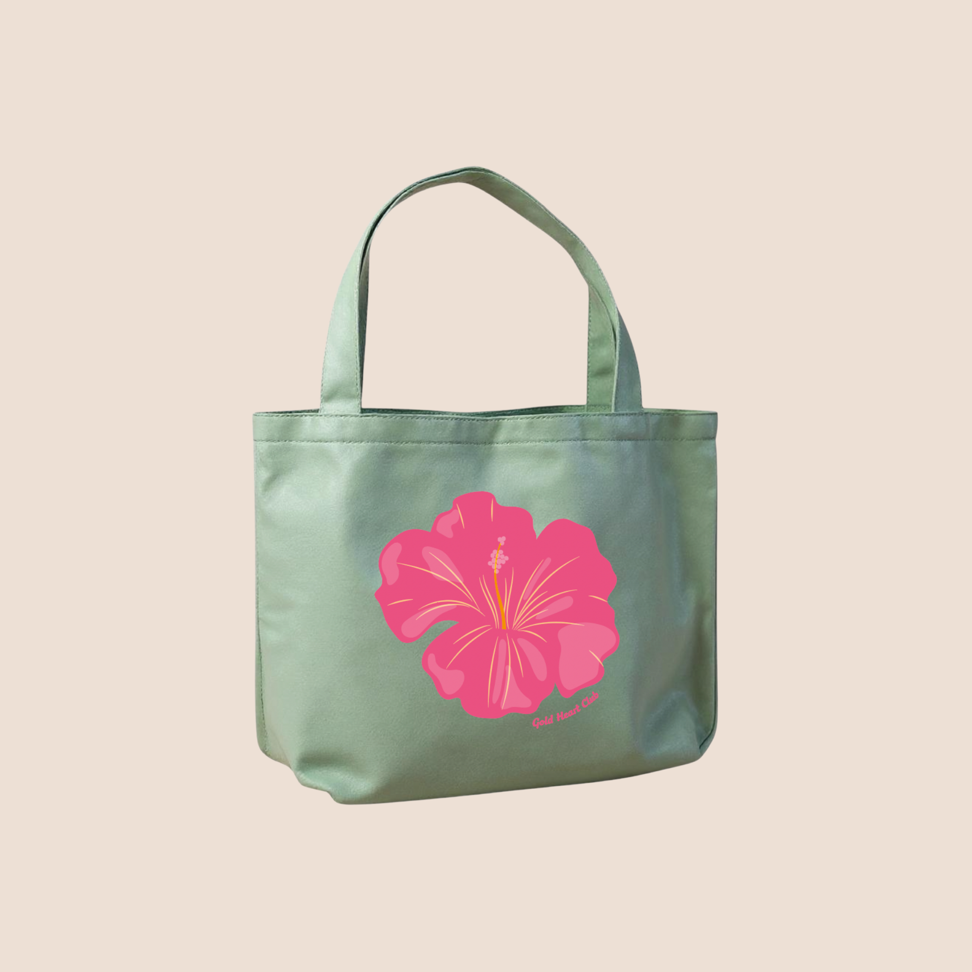 Tote bag illustré Hibiscus rose Gold Heart Club