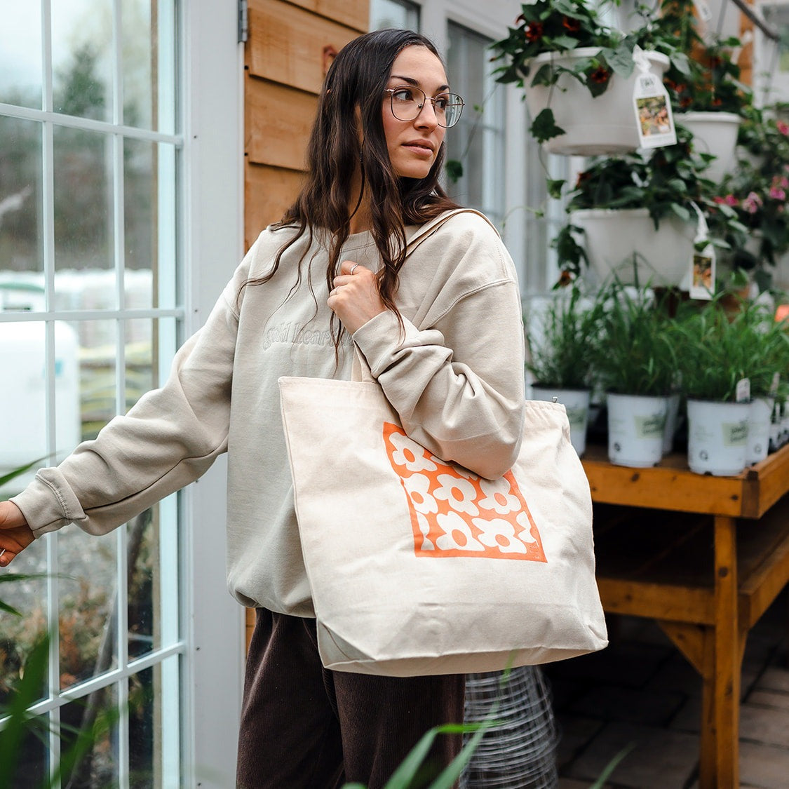 Totebag illustré Flower Power Gold Heart Club