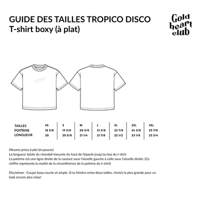 Charte de grandeurs Tropico Disco Gold Heart Club