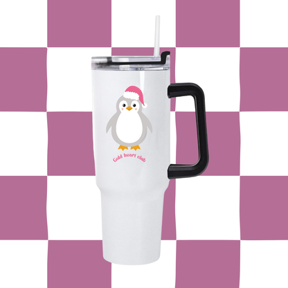 Tumbler 40oz illustré Pingouin de Noël fait au Québec Gold Heart Club