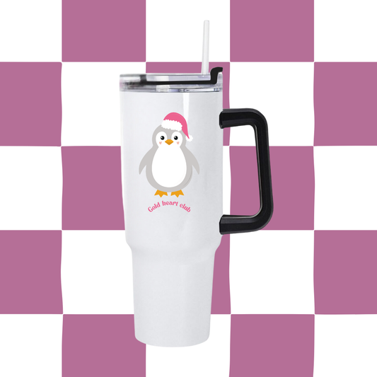 Tumbler 40oz illustré Pingouin de Noël fait au Québec Gold Heart Club