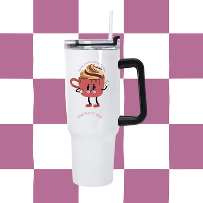 Tumbler 40 oz illustré Only Festive After Coffee fait au Québec Gold Heart Club