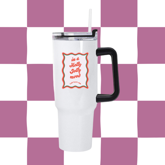 Tumbler illustré Holly Jolly Mood fait au Québec Gold Heart Club