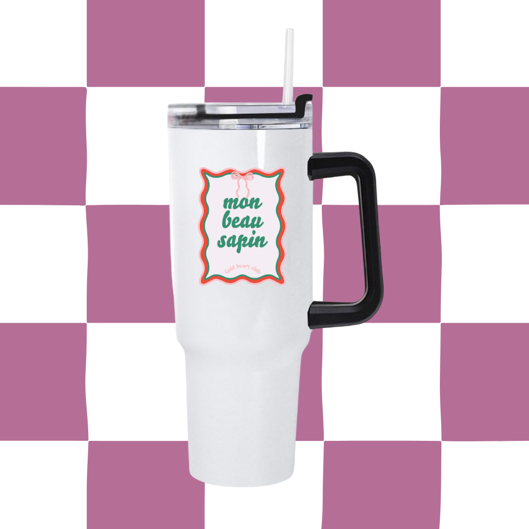 Tumbler illustré Mon Beau Sapin fait au Québec Gold Heart Club